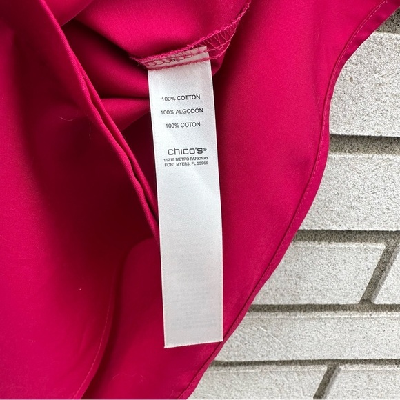 Chico’s Pink Wrinkle Resistant Sateen Tunic Button Down Cotton Shirt Large 2 - Picture 9 of 12